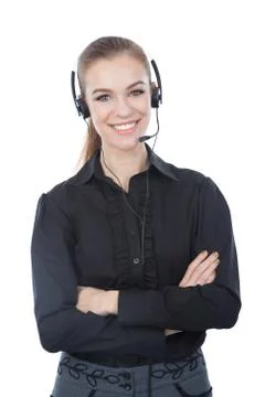 Friendly customer service representative. arms crossed. Stock Photos