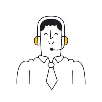 Friendly Customer Service Representative Ready to Assist - Doodle style wit.. Stock Illustration