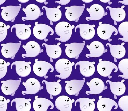 Friendly Cute Ghosts Gradient Pattern Stock Illustration