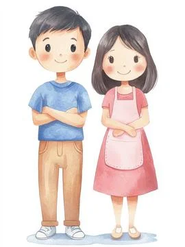 Friendly cute relationships between children or teenagers イラスト素材