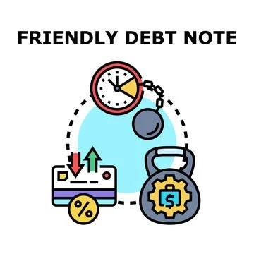 Friendly debt note concept for financial agreements Ilustração Stock