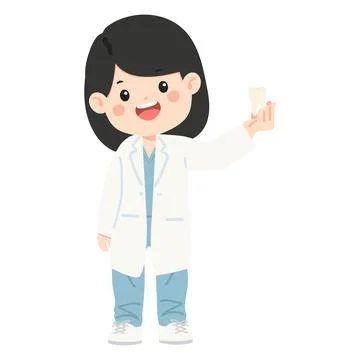 Friendly Dentist Holding Big Tooth Illustration Stock Illustration