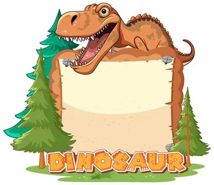 Friendly Dinosaur with Blank Sign Stock Illustration