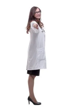 Friendly doctor looking at the camera . isolated on a white Stock Photos