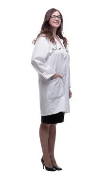 Friendly doctor looking at the camera . isolated on a white 스톡 사진