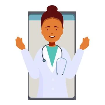 Friendly doctor making a video call on a smartphone Stock Illustration