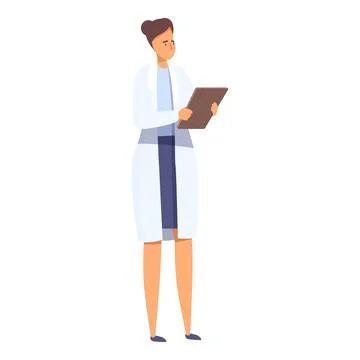 Friendly doctor is reading notes on her clipboard Illustrazione stock