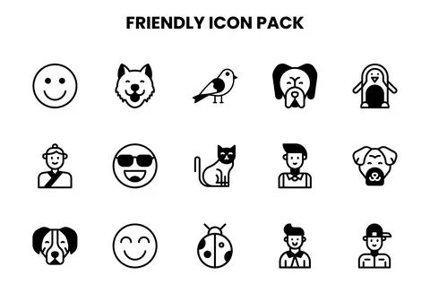 Friendly DuoTone Icons Pack Stock Illustration