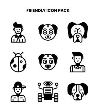 Friendly DuoTone Set Icons Pack Stock Illustration
