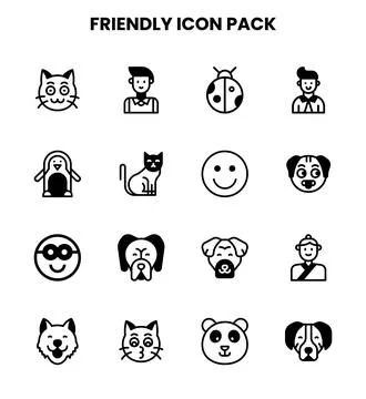Friendly DuoTone UI Icons Pack Stock Illustration