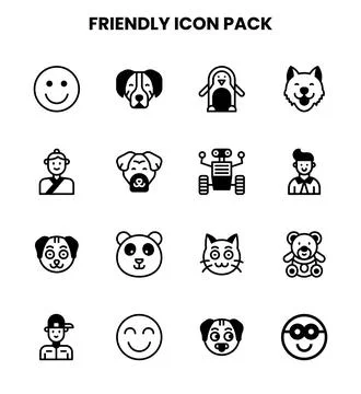 Friendly DuoTone Vector Icons Pack Stock Illustration