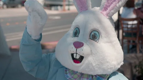 Friendly Easter Bunny Waving to Celebrate the Holiday Stock Footage 232087987