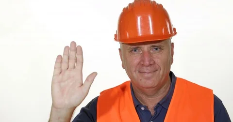 Friendly Engineer Hello Hand Salute Public Company Image Presentation Concept Stock Footage 83657889