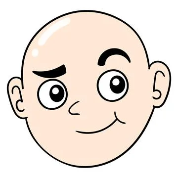 Friendly faced bald monk head, doodle icon drawing Stock Illustration