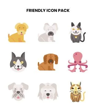 Friendly Flat Design Icons Pack Stock Illustration