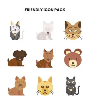 Friendly Flat Graphics Icons Pack Stock Illustration