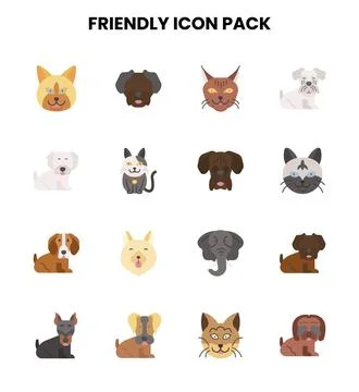 Friendly Flat SVG Icons Pack Stock Illustration