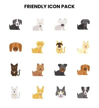 Friendly Flat Vector Icons Pack Stock Illustration