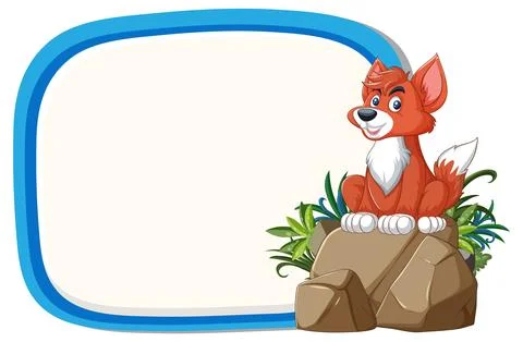Friendly Fox Sitting on Rocks Illustrazione stock