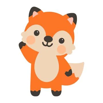 Friendly Fox Standing with Smile Stock Illustration