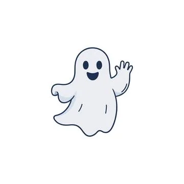 Friendly ghostly apparition waving hello a charming cartoon character perfe.. Stock Illustration