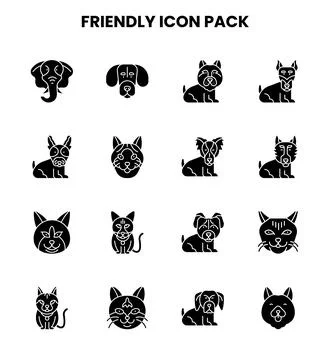 Friendly Glyph Scalable Icons Pack Stock Illustration