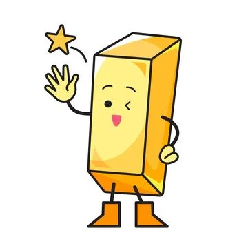Friendly gold bar character Stock Illustration