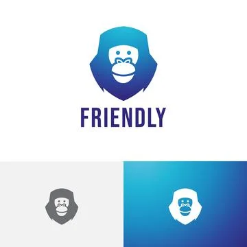 Friendly Gorilla Smiling Monkey Ape Animal Nature Logo Stock Illustration