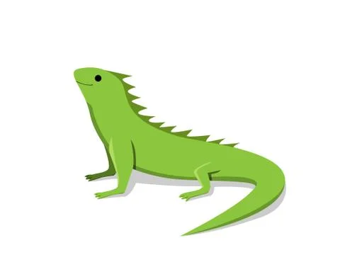 Friendly green iguana in flat style, vector Stock Illustration
