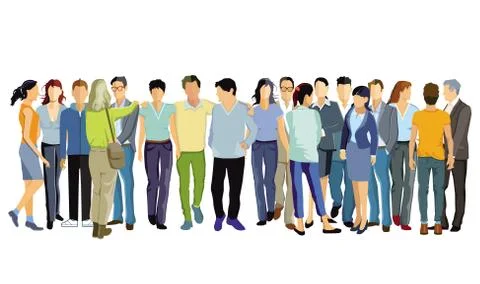 Friendly group of people hugging each other Stock Illustration