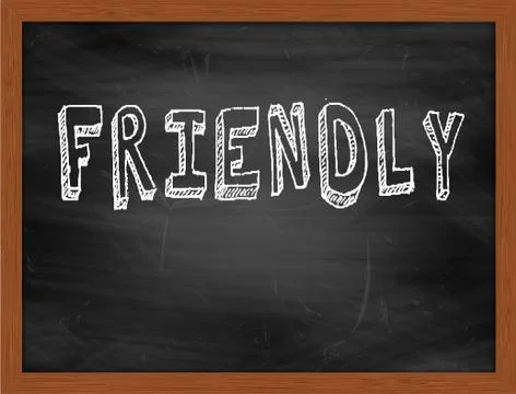 FRIENDLY  hand writing text on black chalkboard Stock Illustration