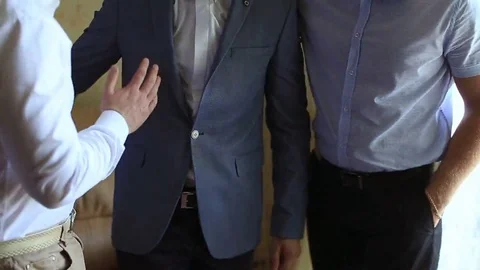 Friendly handshake. Friends handshaking of two hands outside. Meeting of two Stockbeeldmateriaal 69076957