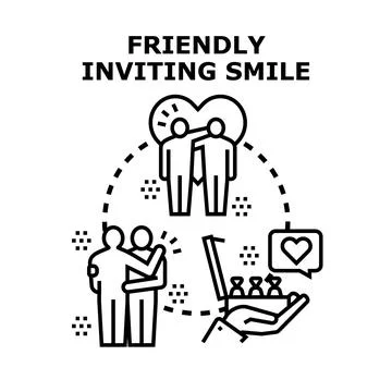 Friendly inviting smile concept vector illustration Stock Illustration