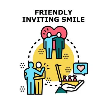 Friendly inviting smile concept vector illustration Stock Illustration