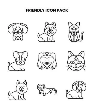 Friendly Line UI Icons Pack Stock Illustration