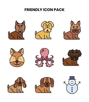 Friendly Lineal Color Bundle Icons Pack Stock Illustration
