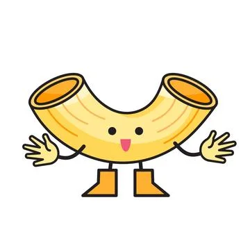 Friendly macaroni pasta food mascot Stock Illustration
