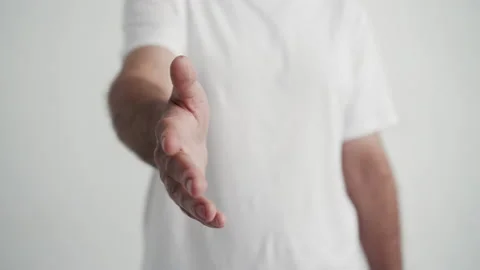 Friendly Man Giving Arm Extended for Handshake Welcome Gesture Close-up 4k Stock Footage 161951655