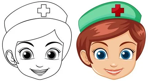 Friendly Nurses Cartoon Illustration Illustrazione stock