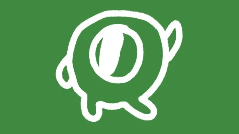 Friendly one-eyed alien monster mascot hand-drawn cartoon graphic Stock Footage 340673943