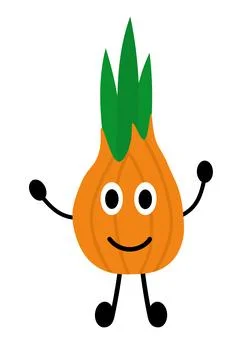 Friendly Onion Element. Vegetable simple style. Vegan raw. Vegetarian food Stock Illustration