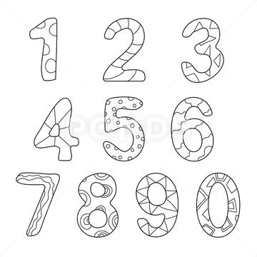 Friendly Outlined Cartoon Numbers Set ~ Clip Art #108166327