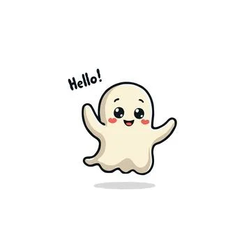 Friendly phantom waves hello a cartoon ghost character offering a cheerful .. Stock Illustration