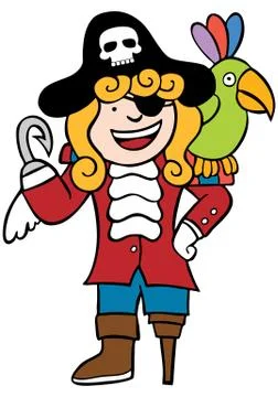 Friendly pirate with parrot イラスト素材