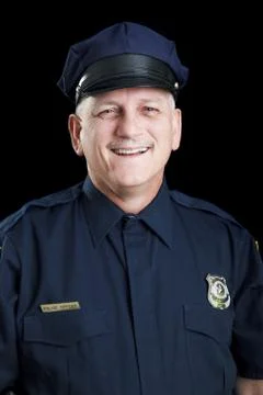Friendly Policeman on Black Stock Photos