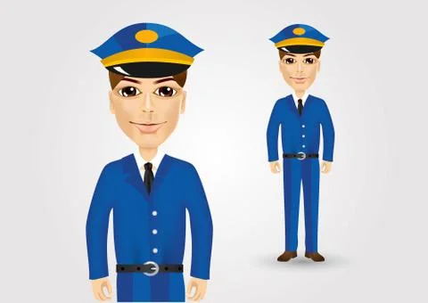 Friendly postman in blue uniform Illustrazione stock
