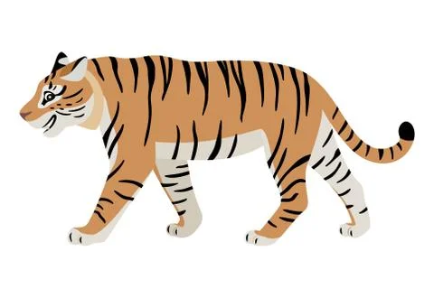 Friendly predatory animal, cute walking tiger icon Stock-Illustration