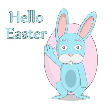 Friendly rabbit on the background of Easter eggs. Stock Illustration