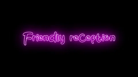 'Friendly Reception' text animation with neon glow line. Stock Footage 282576979