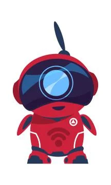 Friendly robot character. Smart toy, electronic mascot. Red android with antenna Stock Illustration